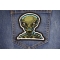 Green Alien Patch shown on jeans