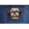 Yhadi Shih Tzu Dog Patch shown on jeans