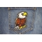 Cartoon Eagle Patch shown on jeans