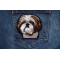 Yoo Shih Tzu Dog Patch shown on jeans
