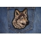 Wolf Patch shown on jeans