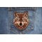 Wolf Patch shown on jeans