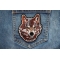 Wolf Patch shown on jeans