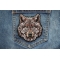 Wolf Patch shown on jeans
