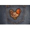 Cute Chicken Patch shown on jeans