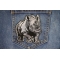 Gray Rhino Patch shown on jeans