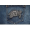 Tribal Turtle Patch shown on jeans
