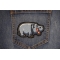 Laughing Hippo Patch shown on jeans