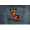 Pirate Parrot Patch shown on jeans
