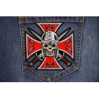 Red Maltese Cross Skull Knight Patch Red Maltese Cross Skull Knight Patch