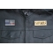 EMT American Flag Patch shown on leather vest