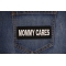 Mommy Cares Patch shown on jeans