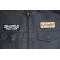 Well Done is Better Than Well Said Patch shown on leather vest