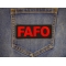 FAFO Patch shown on jeans