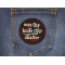 May thy knife chip and shatter Patch shown on jeans