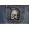 Roman Skull Patch shown on jeans