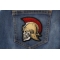 Roman Skull Soldier Patch shown on jeans