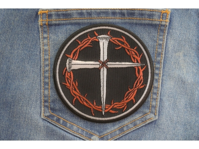 Nail Cross with Thorns Christian Patch
