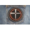 Nail Cross with Thorns Christian Patch shown on jeans