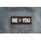 Me greater than you patch Me greater than you patch shown on jeans