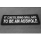 It costs zero dollars to be an asshole Patch It costs zero dollars to be an asshole Patch diagonal view