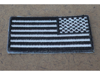 American Flag Patch reversed 2 inch black and white