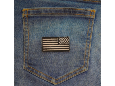American Flag Patch reversed 2 inch black and white