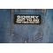 Sorry Got To Go The Vibes Are Off Patch shown on jeans