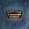 Strip Club Veteran Patch shown on jeans