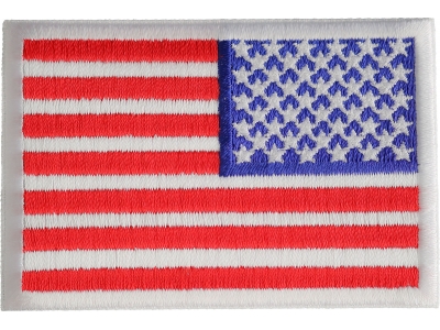 White Border Reversed American Flag Patch