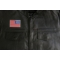 White Border Reversed American Flag Patch shown on leather vest