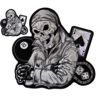 Set of 2 Small and Large Biker Skull Patches