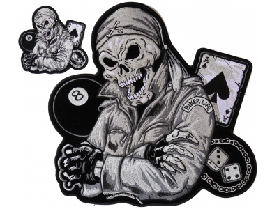 Set of 2 Small and Large Biker Skull Patches