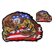 Claw Eagle with American flag Small and Large Patch Set