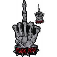 Fuck You Skeleton Middle Fingers Patch Set of Large and Small