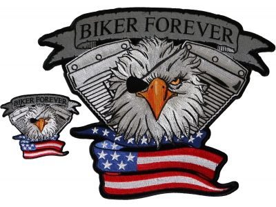 Biker Forever Eagle Patches Set of Large and Small