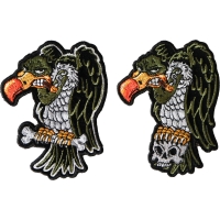 Vulture sitting on bone and skull Patch Set