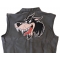 Cartoon Wolf Patch | Embroidered Patches Wolf Patch, Large Animal Patches for Jackets shown on leather vest
