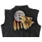 Howling Wolf Moon and Feathers Patch, Large Biker Back Patches for Leather Vests shown on leather vest