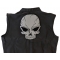 Large Reflective Skull Patch For Jackets | Embroidered Patches Reflective Skull Patch, Large Skull Patches for Biker Jackets shown on leather vest