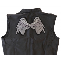 Large Beautiful Angel Wings Grey Patch | Embroidered Patches