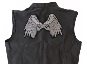 Large Beautiful Angel Wings Grey Patch | Embroidered Patches