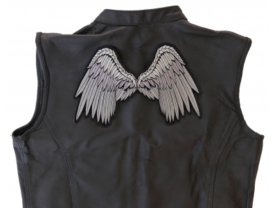 Large Beautiful Angel Wings Grey Patch | Embroidered Patches