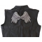 Large Beautiful Angel Wings Grey Patch | Embroidered Patches Angel Wings Patch, Large Ladies Back Patches for Jackets shown on leather vest
