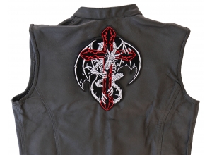Dragon Skeleton Cross Patch Large | Embroidered Patches