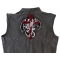 Dragon Skeleton Cross Patch Large | Embroidered Patches Dragon and Cross Patch, Large Skull Patches for Biker Jackets shown on leather vest