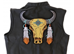 Large Buffalo And Feathers Back Patch | Embroidered Patchese