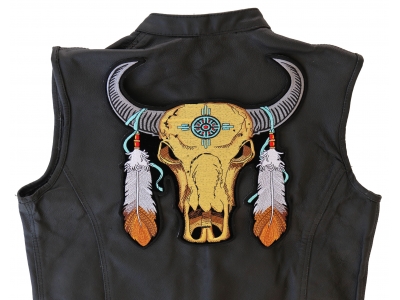 Large Buffalo And Feathers Back Patch | Embroidered Patchese
