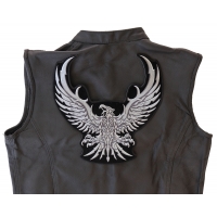 Silver Tribal Eagle Patch Large | Embroidered Patches