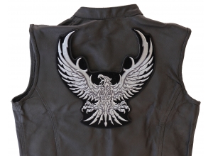 Silver Tribal Eagle Patch Large | Embroidered Patches
